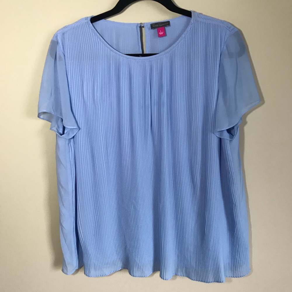 Vince Camuto Blue Accordion Style Top Size Large